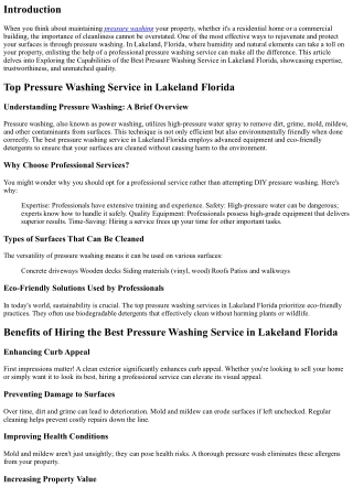 Exploring the Capabilities of the Best Pressure Washing Service in Lakeland Flor