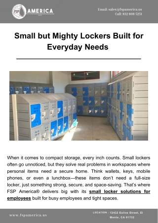 Small but Mighty Lockers Built for Everyday Needs 