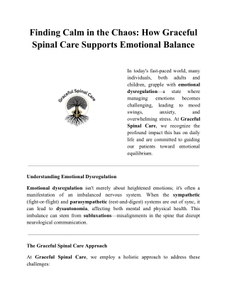 Graceful Spinal Care: Trusted Pompano Beach Chiropractor for Emotional Balance