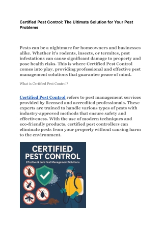 Certified Pest Control
