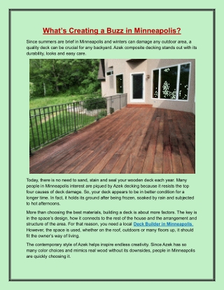 What’s Creating a Buzz in Minneapolis?