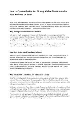 How to Choose the Perfect Biodegradable Dinnerware for Your Business or Event