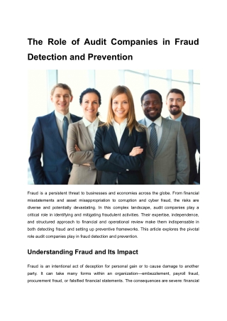 The Role of Audit Companies in Fraud Detection and Prevention