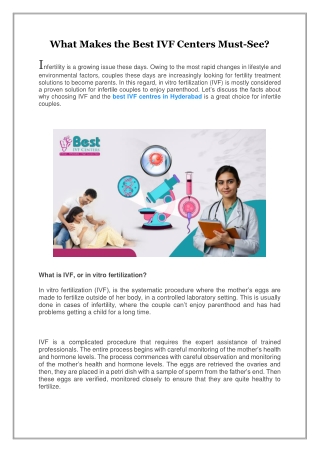 What Makes the Best IVF Centers Must-See