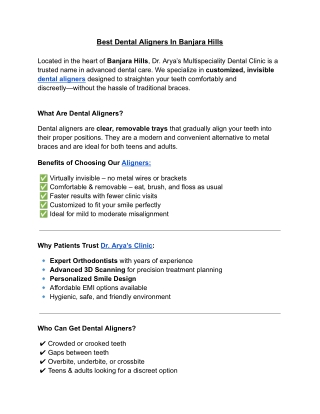 Best Dental Aligners In Banjara Hills