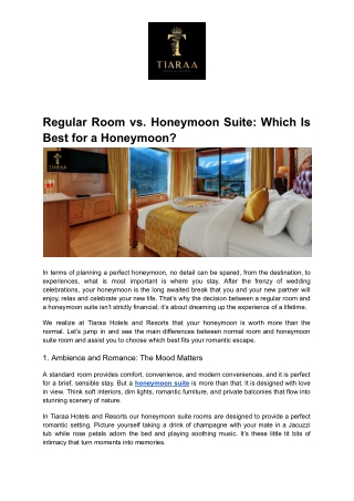Regular Room vs. Honeymoon Suite_ Which Is Best for a Honeymoon_