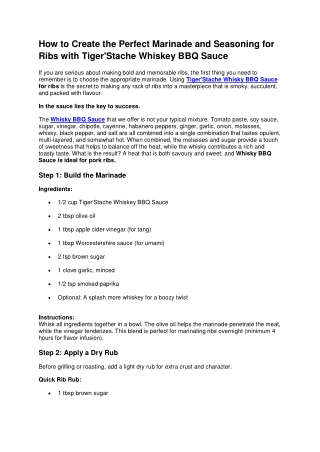 How to Create the Perfect Marinade with Tiger'Stache Sauce