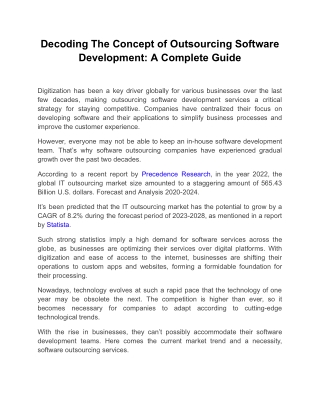 Decoding The Concept of Outsourcing Software Development: A Complete Guide