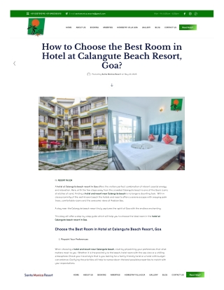 How to Choose the Best Room in Hotel at Calangute Beach Resort, Goa?