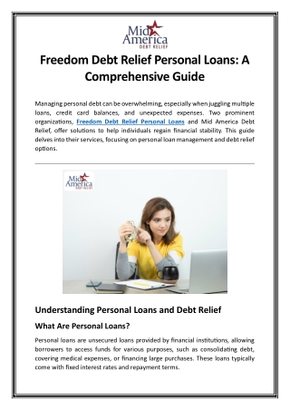 Freedom Debt Relief Personal Loans A Comprehensive Guide