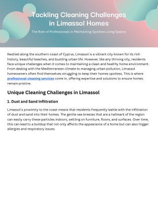 Top Cleaning Challenges in Limassol Homes and How Professionals Can Help