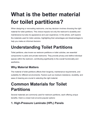 What is the better material for toilet partitions?