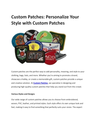 Custom Patches Personalize Your Style with Custom Patches