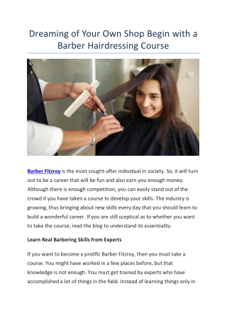 Dreaming of Your Own Shop Begin with a Barber Hairdressing Course