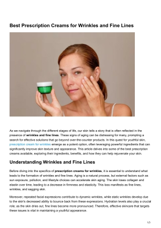 Best Prescription Creams for Wrinkles and Fine Lines