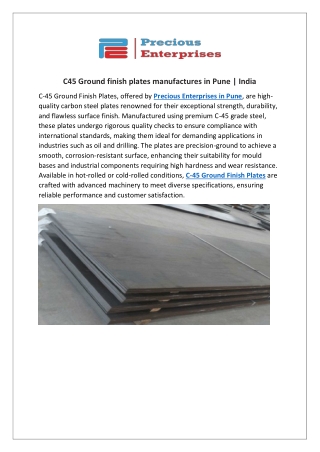 C-45 ground plate manufacturers in India
