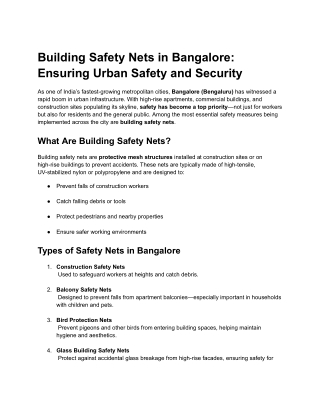 building saftey nets in banglore