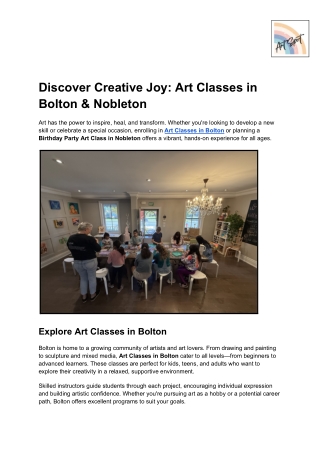 Discover Creative Joy_ Art Classes in Bolton & Nobleton