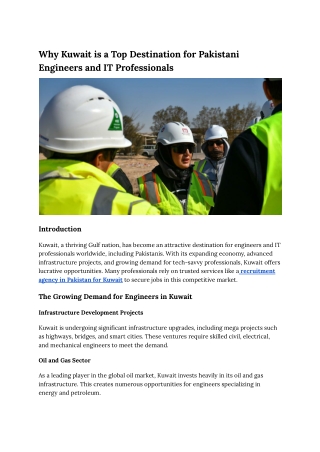 Why Kuwait is a Top Destination for Pakistani Engineers and IT Professionals