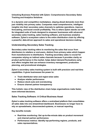 Unlocking Business Potential with Zylem_ Comprehensive Secondary Sales Tracking and Analytics Solutions