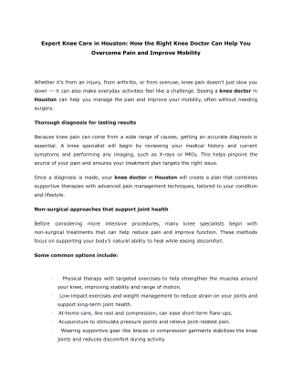 Expert Knee Care in Houston_ How the Right Knee Doctor Can Help You Overcome Pain and Improve Mobility
