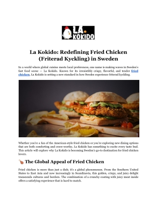La Kokido_ Redefining Fried Chicken (Friterad Kyckling) in Sweden