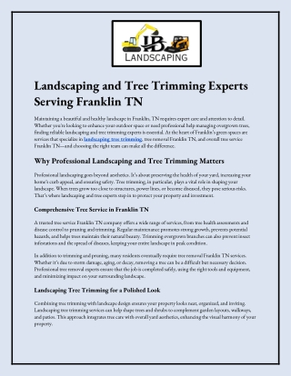 Landscaping and Tree Trimming Experts Serving Franklin TN