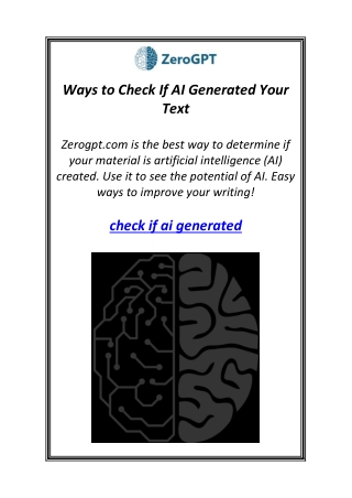 Ways to Check If AI Generated Your Text
