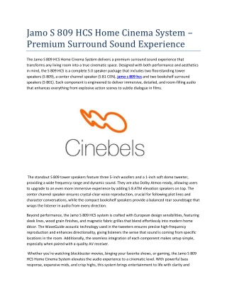 Jamo S 809 HCS Home Cinema System – Premium Surround Sound Experience