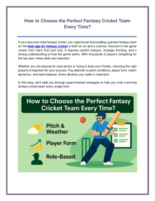 How to Choose the Perfect Fantasy Cricket Team Every Time