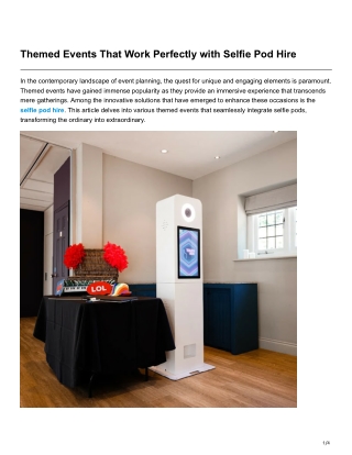 Themed Events That Work Perfectly with Selfie Pod Hire