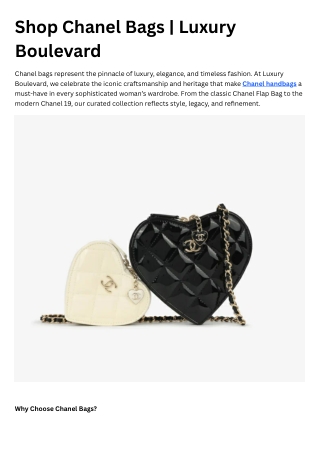 Shop Chanel Bags | Luxury Boulevard