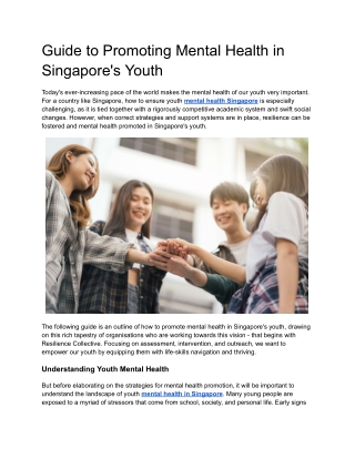 Guide to Promoting Mental Health in Singapore's Youth