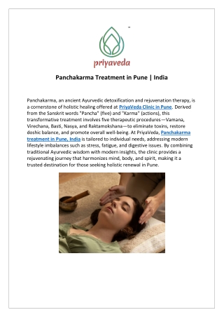 Panchakarma Treatment in Pune | India