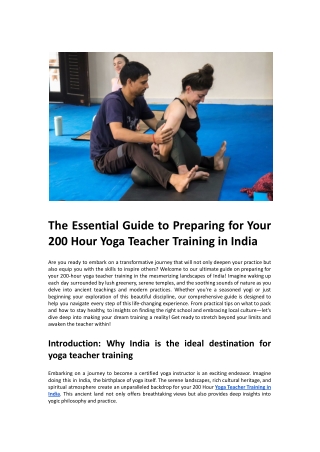 Essential Guide to Preparing for Your 200 Hour Yoga Teacher Training in India