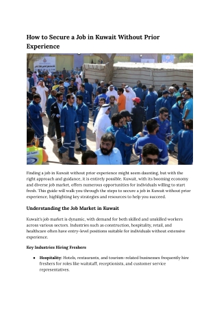 How to Secure a Job in Kuwait Without Prior Experience