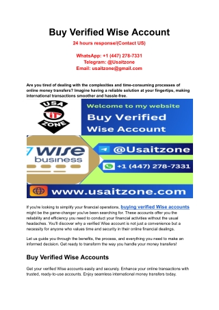 Buy Verified Wise Account