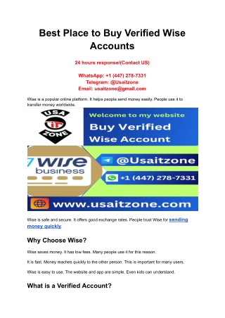 Best Place to Buy Verified Wise Accounts