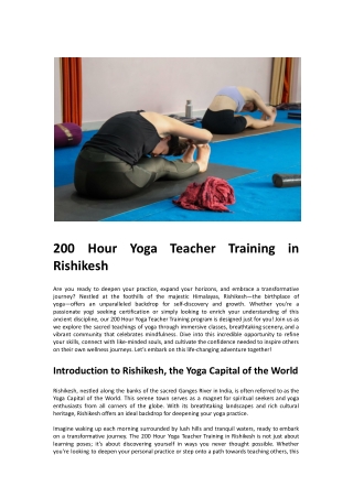 200 Hour Yoga Teacher Training in Rishikesh