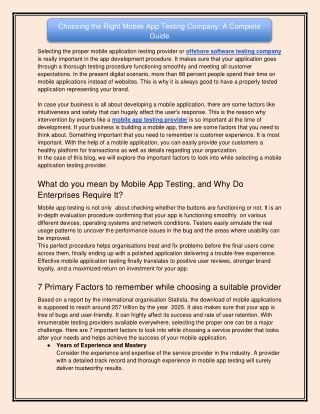 Choosing the Right Mobile App Testing Company