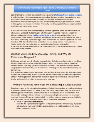 Choosing the Right Mobile App Testing Company