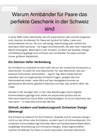 Warum Armbänder für Paare das perfekte Geschenk in der Schweiz sind