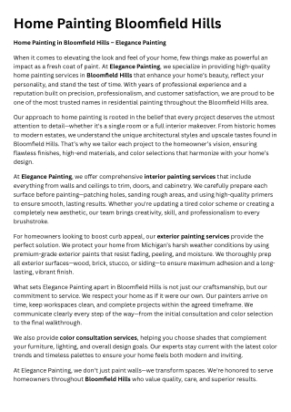 Home Painting Bloomfield Hills