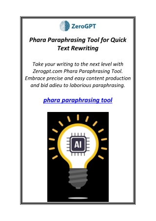 Phara Paraphrasing Tool for Quick Text Rewriting