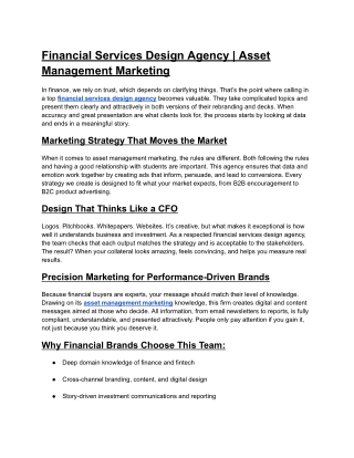 Financial Services Design Agency | Asset Management Marketing