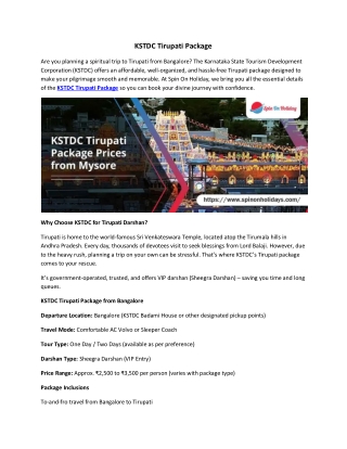 KSTDC Tirupati Package