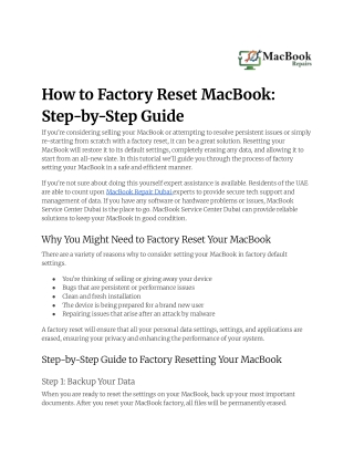 How to Factory Reset MacBook: Step By Step Guide
