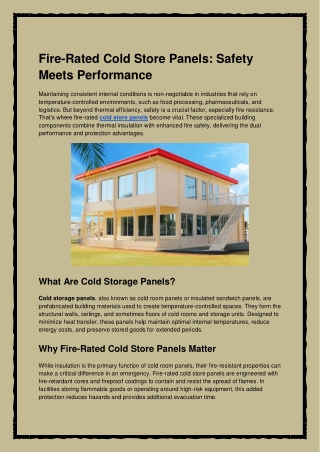 Fire-Rated Cold Store Panels_ Safety Meets Performance