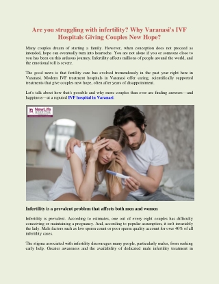 Are you struggling with infertility? Why Varanasi's IVF Hospitals Giving Couples