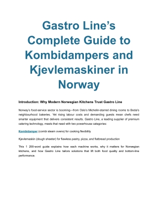 Gastro Line Complete Guide to Kombidampers and Kjevlemaskiner in Norway